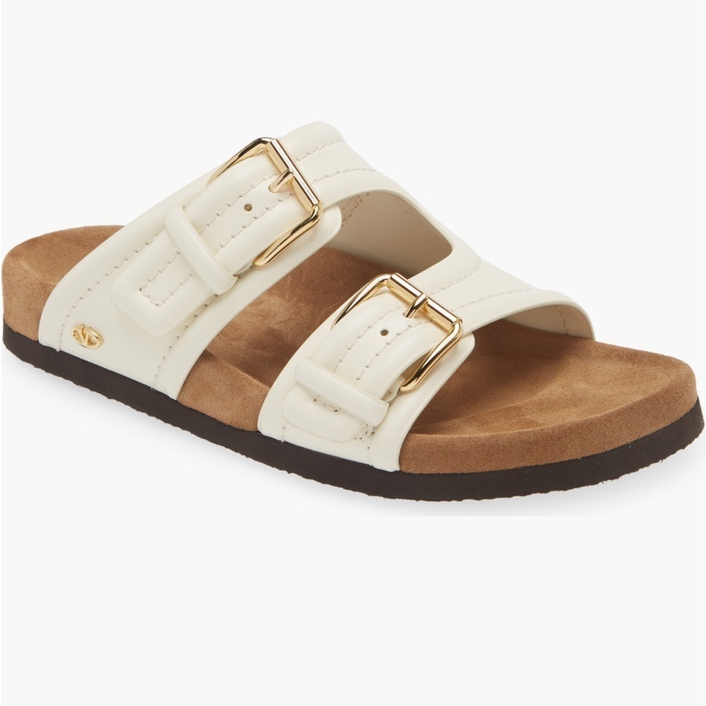 Valentino Garavani Anywhere Slide Sandal White Calf Leather New Sz 37 (7) - Picture 2 of 15